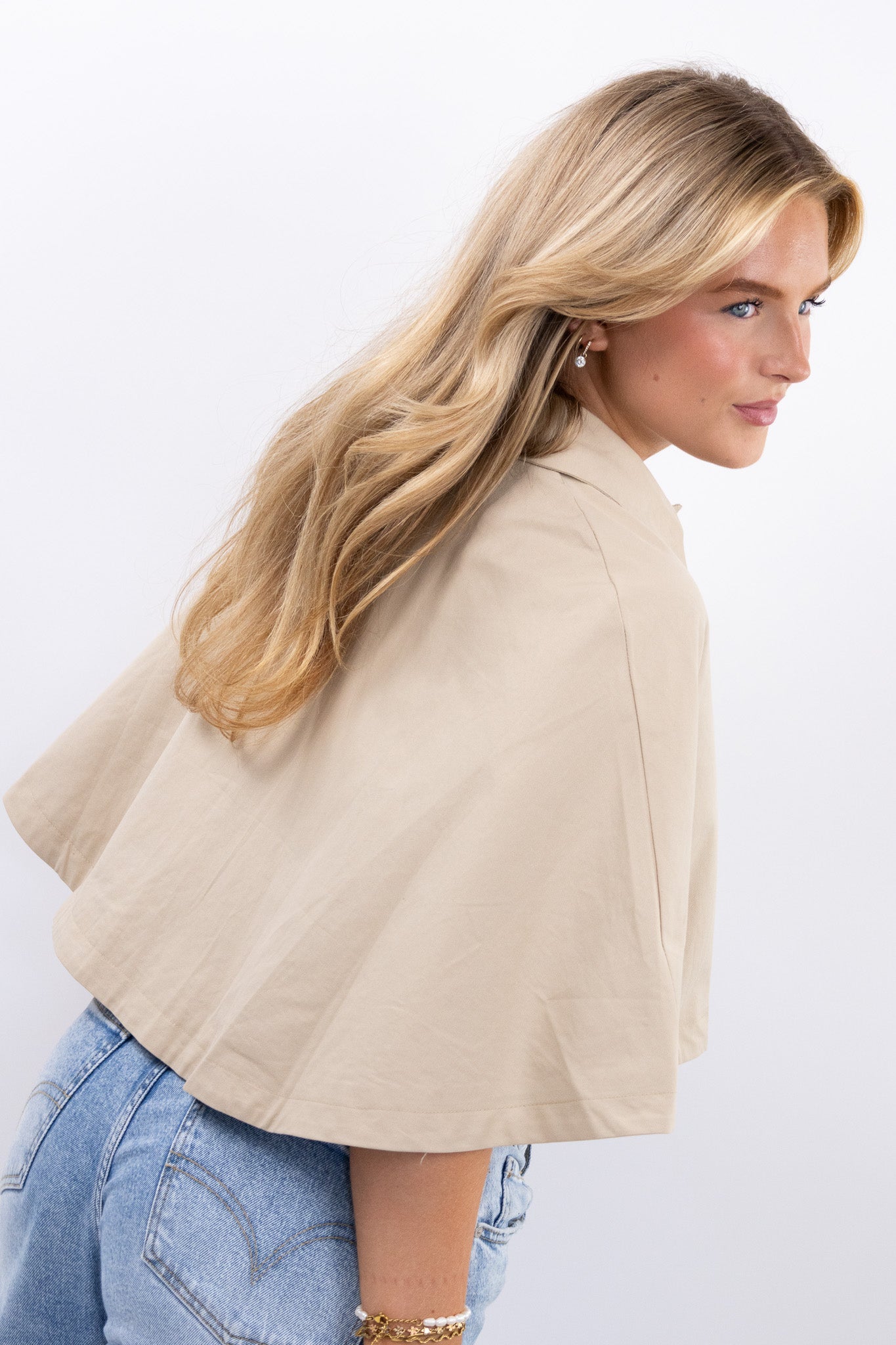 Cropped Button Poncho