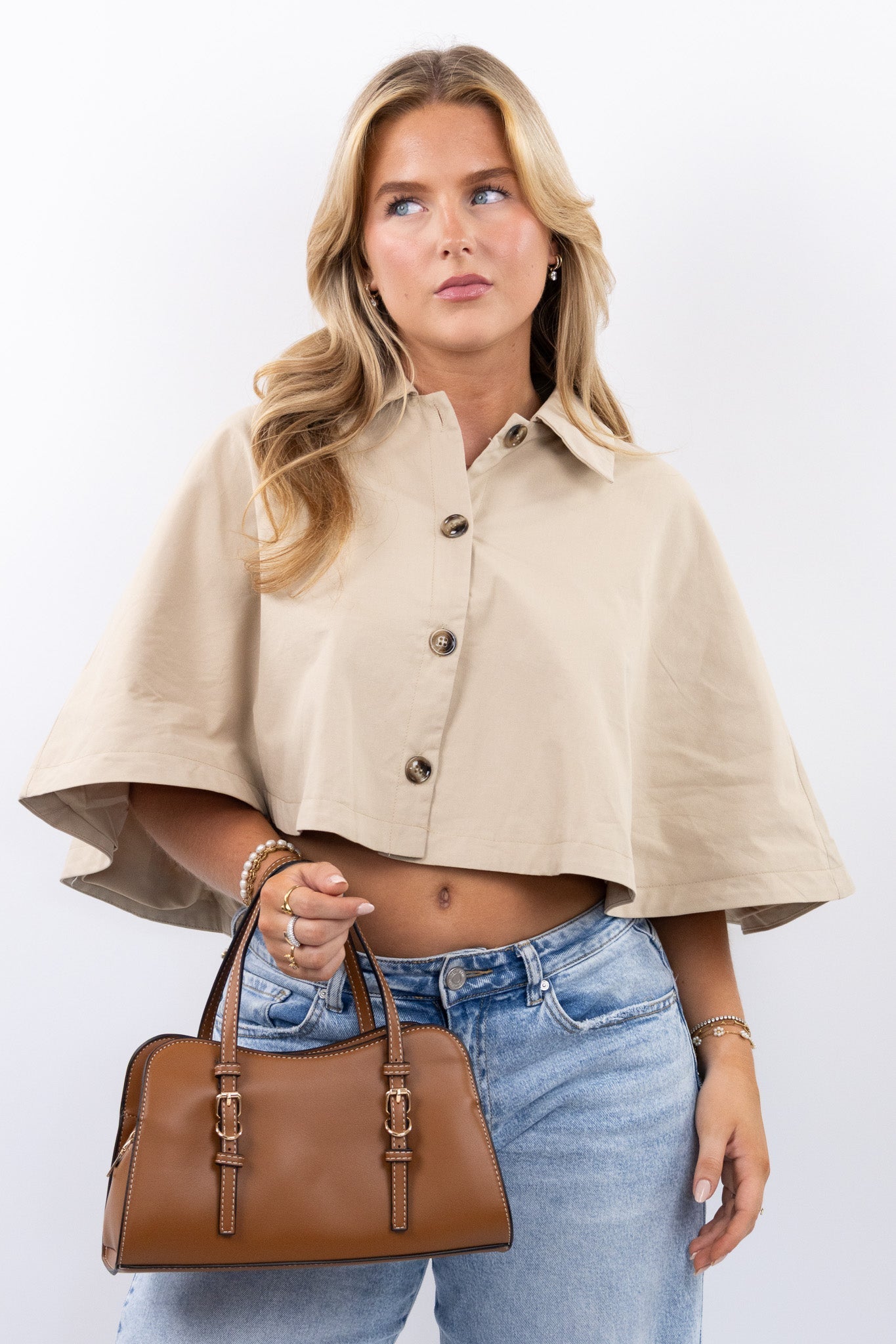 Cropped Button Poncho